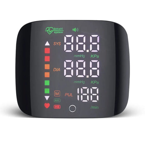 Digital Wrist Blood Pressure Monitor with Voice Prompts, Tricolor Display & 2-User Memory – Black