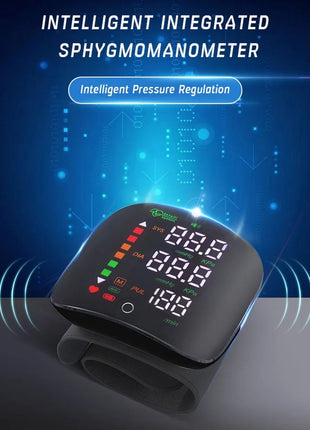 Digital Wrist Blood Pressure Monitor with Voice Prompts, Tricolor Display & 2-User Memory – Black