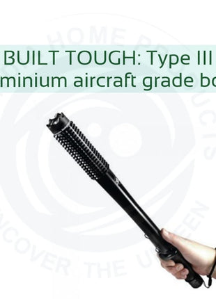 Self‑Defense Studded Baton Stun Gun Flashlight – 3000 kV, Rechargeable Aluminium Alloy Torch, Compact 37 × 4 × 4 cm