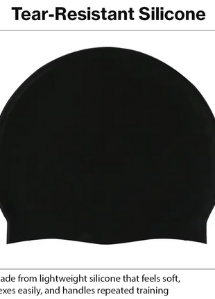 Silicone Swimming Cap Size 22×19 cm – Waterproof High Elasticity Black