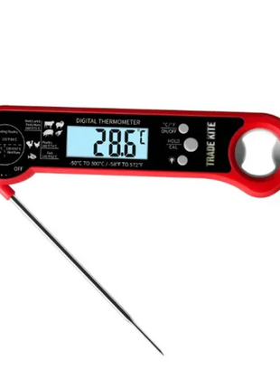 Digital Meat Thermometer with Foldable Stainless Steel Probe – IP67 Waterproof, Backlit LCD, Fast Read