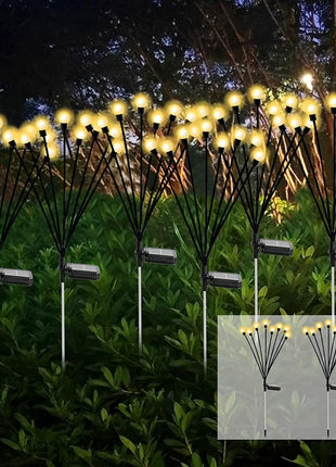 Solar Swaying Outdoor Lights 2-Pack, Color-Changing Firefly Garden Lights with Solar Charging, Flexible Stems and Ground Stakes for Outdoors