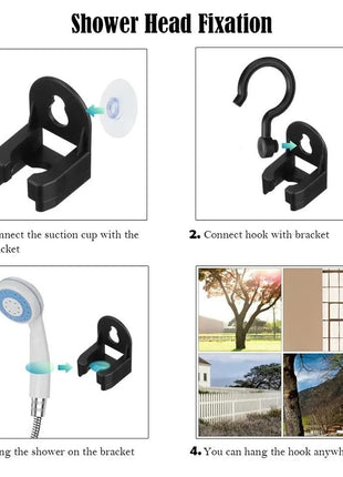 Portable Outdoor Shower 4–5L/min – USB Rechargeable 2200mAh Battery – ABS + 1.5m Hose – Suction & Hook