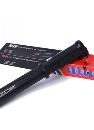 Self Defense Flashlight Stun Gun 4000kV – LED Light + Loud Alarm – Rechargeable Personal Security Tool – Black 809