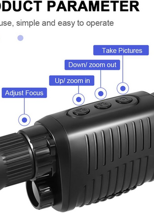 Digital Night Vision Monocular 1080p 5x Zoom with IR LED – 984ft Range, 1.5" Screen, IP56 Waterproof, Black