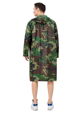 Waterproof Camping Raincoat Camo – Lightweight Showerproof Jacket with Hood & Zip Closure – Unisex