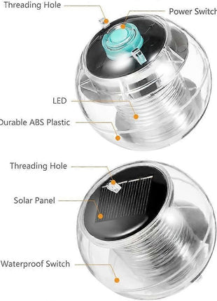 Solar Light Floating Ball Clear ABS Outdoor LED Pool Pond Garden Decoration Light with Switch