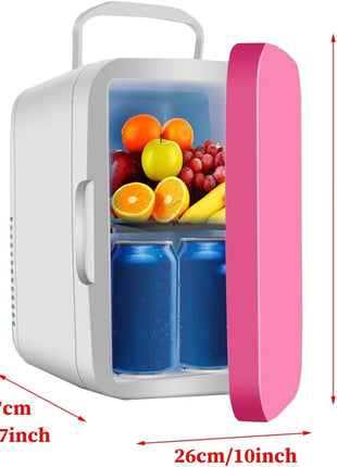 8L Mini Fridge – Compact Cooler & Warmer with AC/DC Power – Pink Door – Removable Shelf