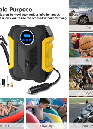 Digital Tyre Inflator 150PSI 12V – Fast Air Compressor with Auto Shut-Off, LED Display & 4 Nozzles
