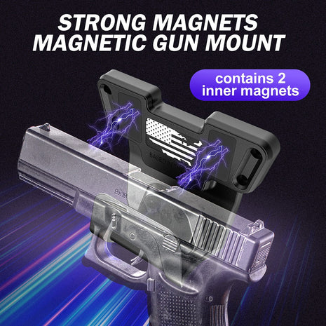 Magnetic Gun Mount 12cm PA9 Polymer with Trigger Guard – 45lb Magnet Holder for Handgun Pistol Revolver – Black USA Flag