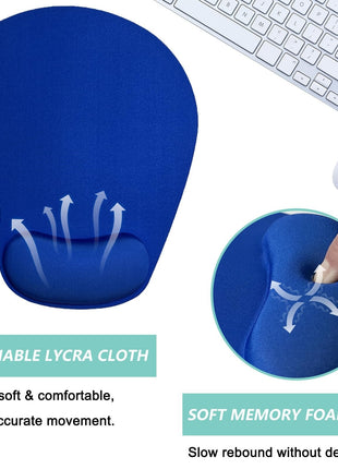 Mouse Pad Gel Wrist Support – Ergonomic Comfort, Non-Slip PU Base, Smooth Fabric –Blue