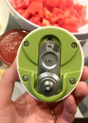 Manual Can Opener with Stainless Steel Cutting Wheel – Compact Handheld Kitchen Tool- Green