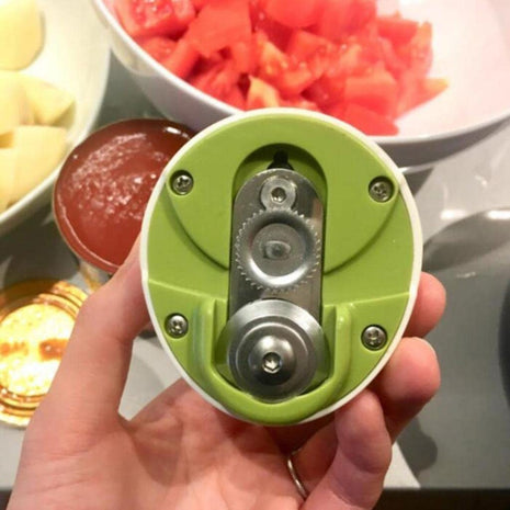 Manual Can Opener with Stainless Steel Cutting Wheel – Compact Handheld Kitchen Tool- Green