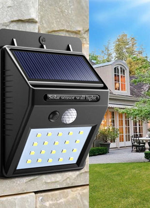 Solar Sensor Wall Light 350 Lumen – 25 LED – Motion Detection – ABS+PC Waterproof Housing – 4 Modes – IP65