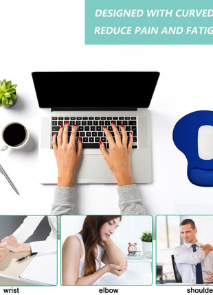 Mouse Pad Gel Wrist Support – Ergonomic Comfort, Non-Slip PU Base, Smooth Fabric –Blue