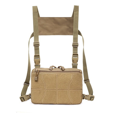 Tactical Chest Rig Bag 26×19×4 cm | 1000D Nylon Multi‑Pocket Adjustable Shoulder/Waist Pack Khaki