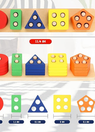 Wooden Shape Sorting Toy Board – 21-Piece Eco-Friendly Set – Color Learning & Fine Motor – Multicolor
