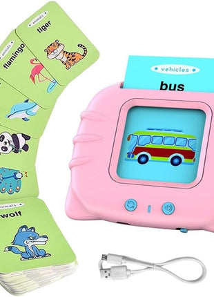 Talking Flash Cards for Kids – 112 Double-Sided Sight Word Cards – 224 Words, 13 Categories, No Screen – Ages 2–6 – Pink