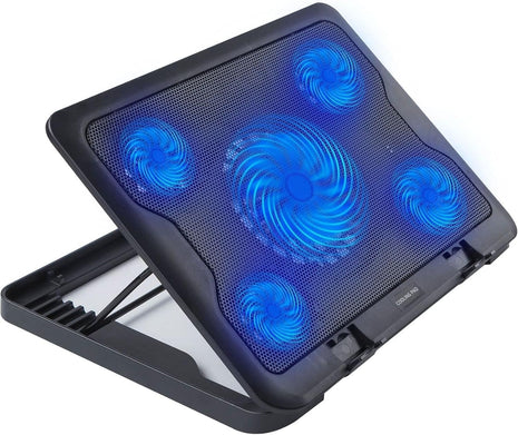 Laptop Cooling Pad 5-Fan Adjustable Height Mesh Surface – USB Powered Quiet Cooler Black