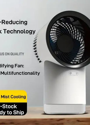 Portable Humidifying Fan 5V USB-C – Ultrasonic 2-in-1 Air Cooler with 3-Speed Mist Function – White Compact Design