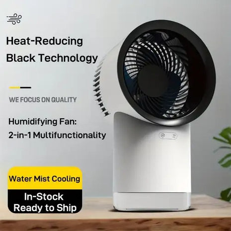 Portable Humidifying Fan 5V USB-C – Ultrasonic 2-in-1 Air Cooler with 3-Speed Mist Function – White Compact Design