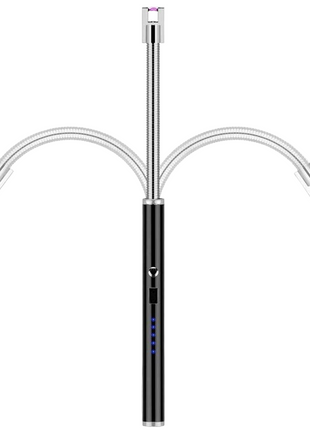Electric Arc Lighter – 29.5cm Flexible USB Rechargeable – Windproof Safety Ignition with LED Indicator – Black
