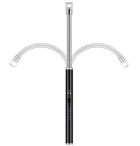 Electric Arc Lighter – 29.5cm Flexible USB Rechargeable – Windproof Safety Ignition with LED Indicator – Black