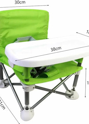Portable Foldable Baby Chair with Detachable Tray & Safety Belt- Green Chair