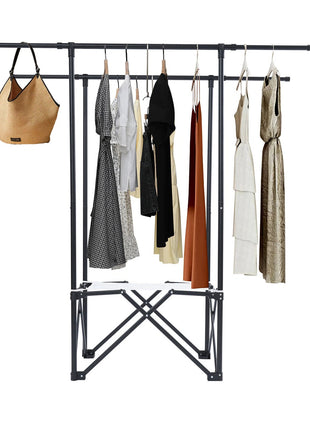 Foldable Clothes Drying Rack 135cm – Iron Frame with Wheels, Sock Clips & Net Bag – Black