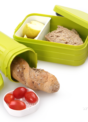 2‑Compartment Leakproof Lunchbox & Water Bottle Set – BPA‑Free PP – 19×12×6.5 cm + 7×8×8 cm – Green/Blue/Pink