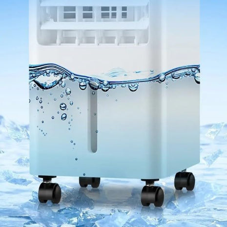Portable Air Cooler with Humidifier – 4 L Dual Tank – 3‑Speed Remote – Ice Crystal Cooling – White