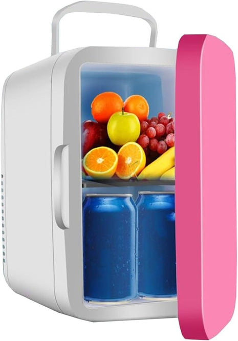 8L Mini Fridge – Compact Cooler & Warmer with AC/DC Power – Pink Door – Removable Shelf