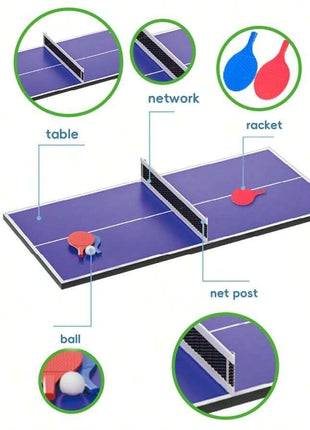 4-in-1 Tabletop Game Set – Compact Wood Game Table with Pool, Air Hockey, Table Tennis & Foosball – Accessories Included