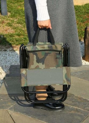 Folding Camping Sports Chair – Steel Frame – Compact with Cup Holder & Carry Bag – Camouflage