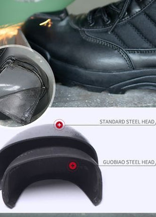 Men's Waterproof Hiking Boots – Synthetic Leather, Side Zip – Black Outdoor Combat Style