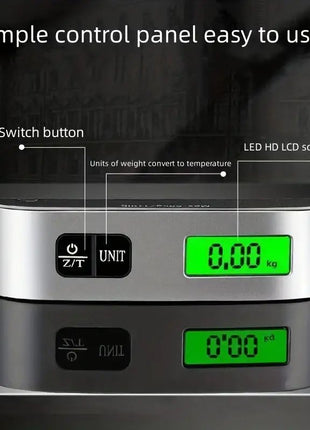 Digital Hanging Luggage Scale – 50kg Capacity LCD Screen, Tare, Unit Switch