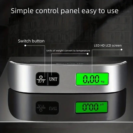 Digital Hanging Luggage Scale – 50kg Capacity LCD Screen, Tare, Unit Switch