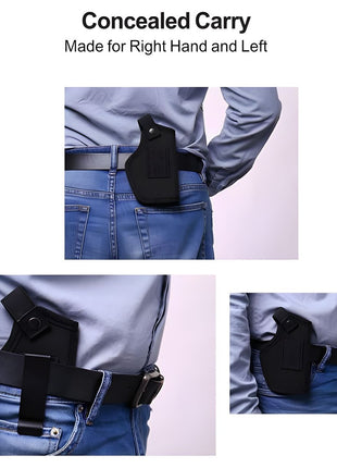 Concealed Waistband Gun Holster 14×7.5cm – Nylon – Left & Right Hand – Quick Access – Black