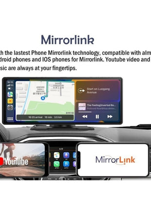 10.26" Car Smart Screen – CarPlay, Android Auto, Dash Cam, Bluetooth, FM, AUX