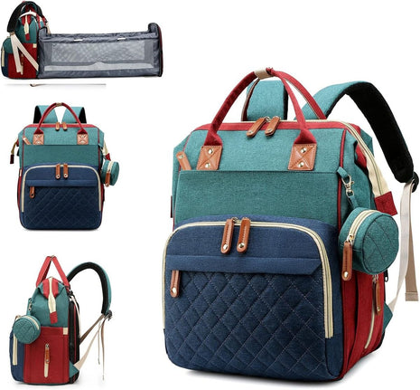 Diaper Bag Backpack 16.5" – Waterproof Oxford Baby Bag with Changing Station, USB Port, 18 Pockets