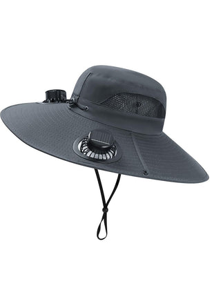 Solar Fan Sun Hat 48cm Brim with Dual Fans – USB Rechargeable Wide Brim Outdoor Cooling Hat
