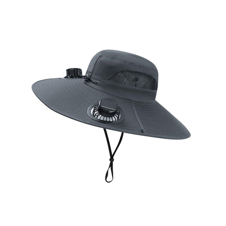 Solar Fan Sun Hat 48cm Brim with Dual Fans – USB Rechargeable Wide Brim Outdoor Cooling Hat