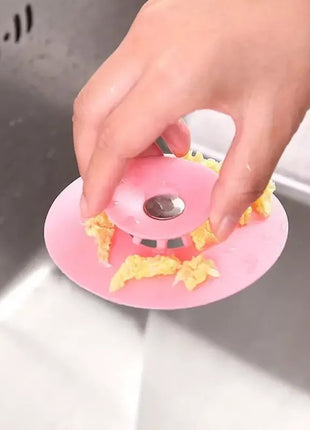 2-in-1 Silicone Sink Drain Stopper & Hair Catcher Universal Bathtub Plug 10cm Leak-Proof Pink