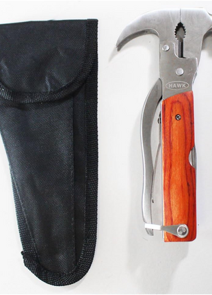 12-in-1 Multi-Functional Claw Hammer with Belt Pouch | 16.5 cm Stainless Steel Multi-Tool for Camping, DIY & Emergency Use