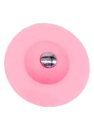 2-in-1 Silicone Sink Drain Stopper & Hair Catcher Universal Bathtub Plug 10cm Leak-Proof Pink