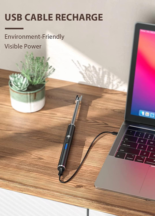 Electric Arc Lighter – 29.5cm Flexible USB Rechargeable – Windproof Safety Ignition with LED Indicator – Black