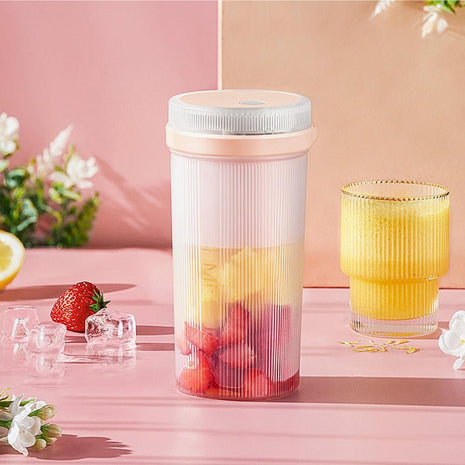 Portable USB Rechargeable Blender 300ml Personal Juicer Cup with 6 Stainless Steel Blades, 40W, 1200mAh Battery- Pink