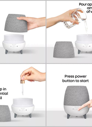 2-in-1 Ultrasonic Aroma Diffuser 300ml – ABS Humidifier with LED Night Light – Brown Fabric Finish