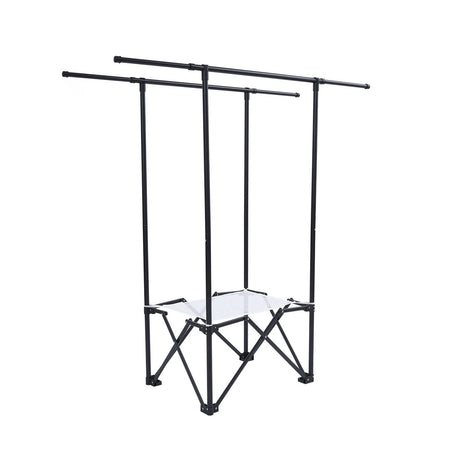 Foldable Clothes Drying Rack 135cm – Iron Frame with Wheels, Sock Clips & Net Bag – Black