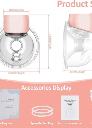 Wearable Electric Breast Pump – 1200mAh Rechargeable – LED Display – 9 Suction Levels – Silent & Leak-Proof